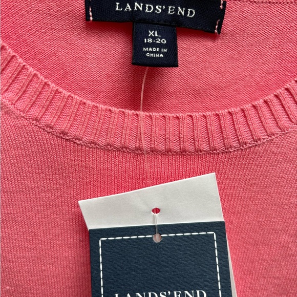 Land’s End NWT women’s cotton pink crewneck sweater size xl - Picture 2 of 4